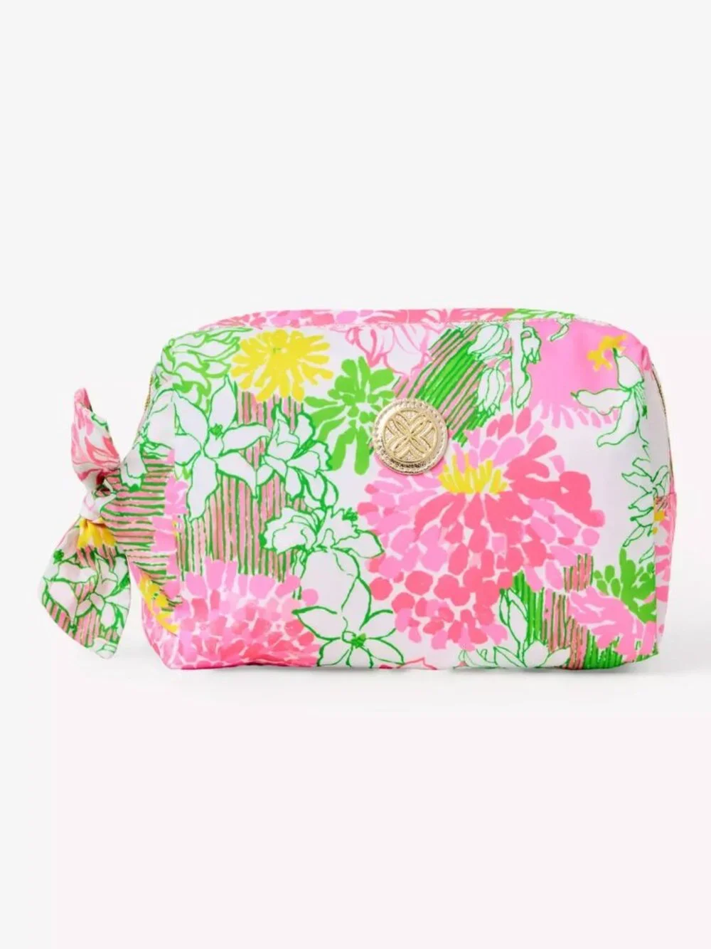 NWT Lilly Pulitrzer Cosmetic Pouch  Resort White Mum Patch